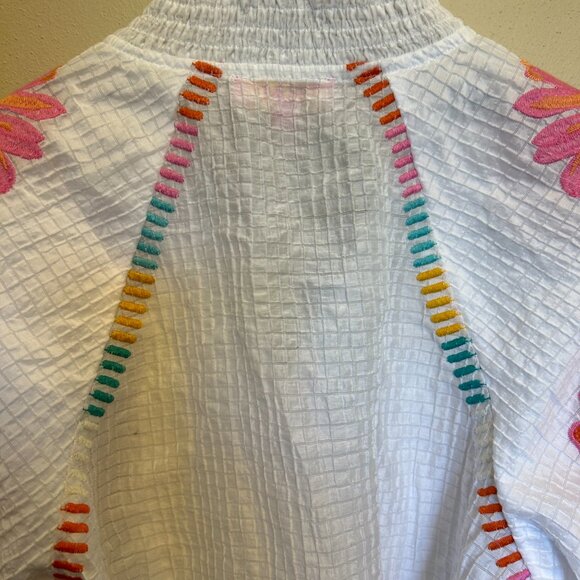 THML White Embroidered Puff Sleeve Top Size Extra Small - Picture 9 of 16